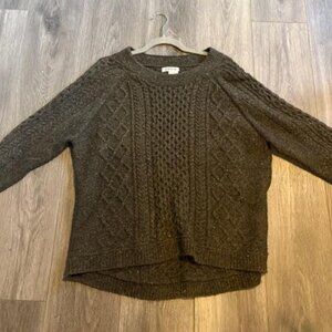 Olive Green Orvis Wool/Cashmere Donegal Fisherman Sweater, Large